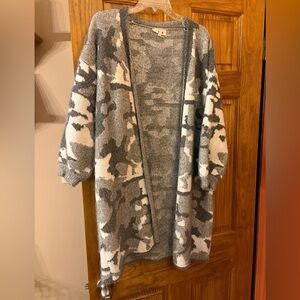 ADORA Gray and White Knit Cardigan